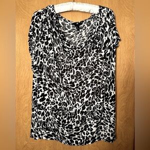 H&M black and white animal print top size large